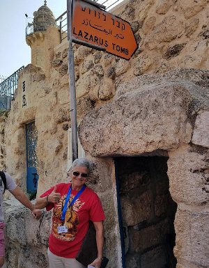 Linda at the tomb of
Lazarus in the Holy Land